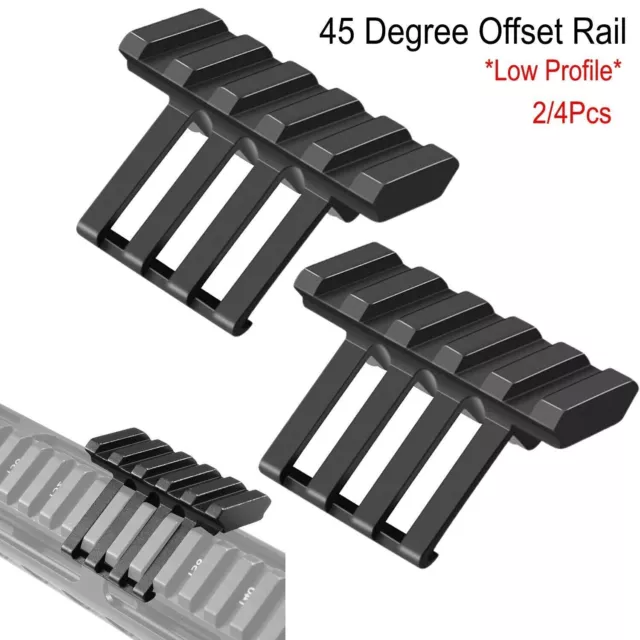 2/4Pcs Low Profile Tactical 45 Degree Offset Angle Mount Picatinny Weaver Rail