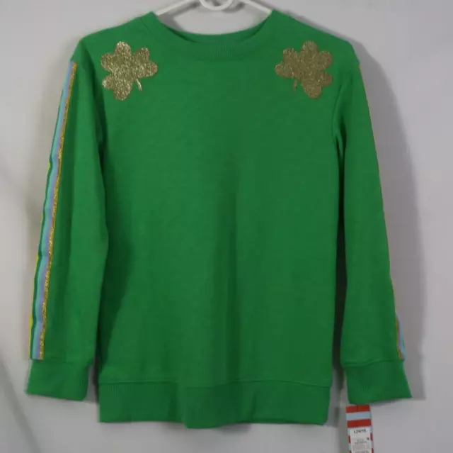 Cat & Jack Girls St. Patrick’s Day Rainbow Shamrocks Sweatshirt Size  L 10/12