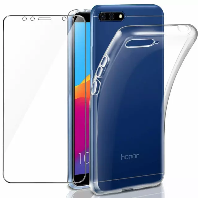 Cover Custodia + Pellicola Vetro Temperato Per Huawei Y6 2018