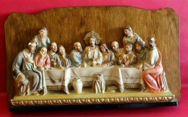 Tableau La Cène De Léonard De Vinci - Reproduction Encadrée 45x38 Cm - Style Baroque - Neuf