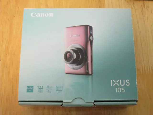 Canon IXUS 105 Digital Compact Camera 12.1 MP - 4x Zoom - Pink (Boxed) - Mint