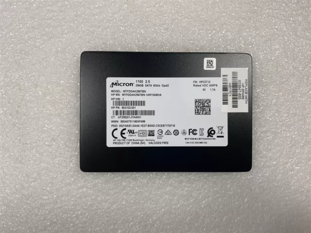 HP 933847-855 903102-001 Micron MTFDDAK256TBN 256GB Solid State Drive 1100 2.5