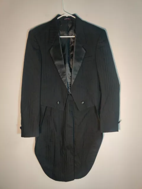 Vintage Tuxedo Jacket Tails Size 36L Miami Vice for After Six Black Stripe USA