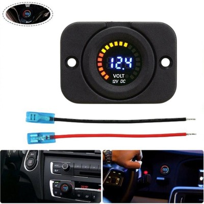 IMPERMEABILE 12V LED AUTO FURGONE BARCA Marine Voltmetro Tensione Misuratore indicatore di batteria 