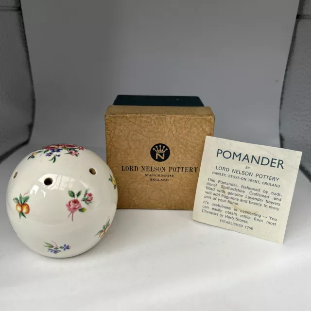 Vintage Lord Nelson Floral Porcelain Potpourri Pomander Made in England