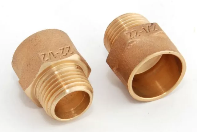 2x Rotguss Red Nippel i/a 22mm - 1/2" / 4243g Rotgussfitting red brass gunmetal