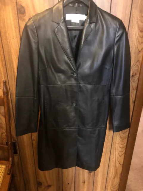 ADELE JORIS Leather Motorcycle Jacket Coat Black 8/10 (38) NWOT
