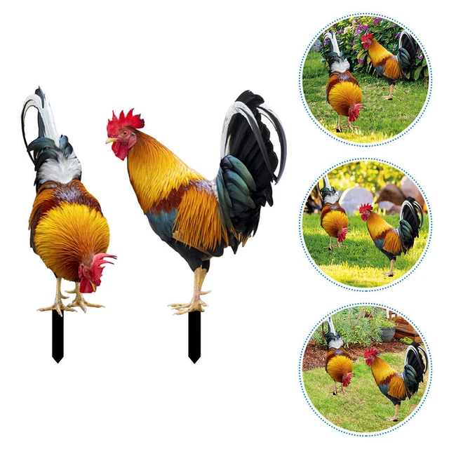 2pcs easter garden stakes Rooster Ornamente Garden Garten Dekoration Yard Chick