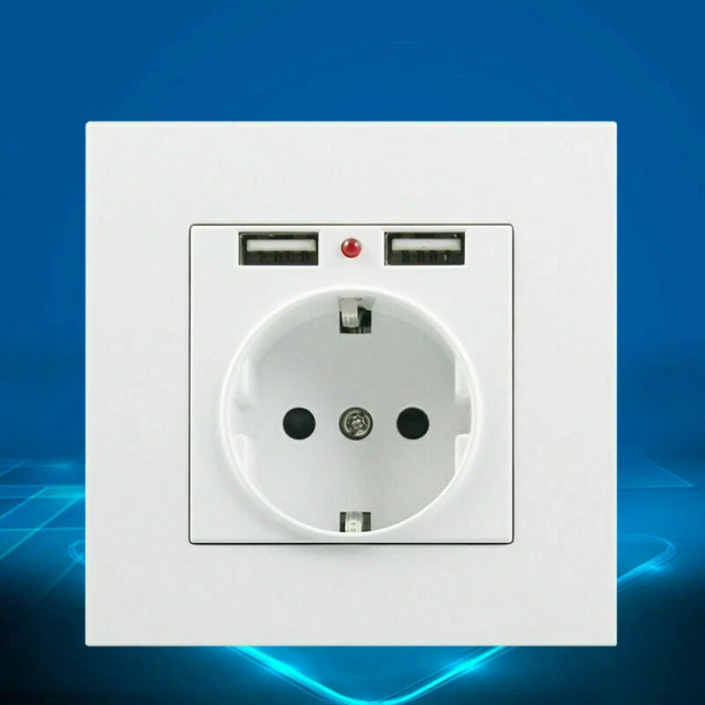 Presa Schuko Da Incasso Latrans Con 2 Porte USB 2100 MA – Ricarica Universale Per Smartphone, Tablet E Fotocamere (cavo USB 4-in-1 Incluso)