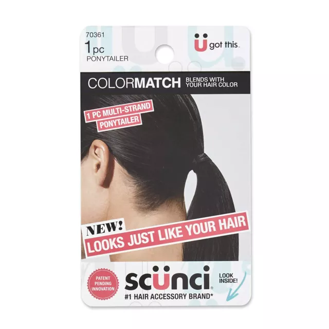 Scunci Colormatch Cheveux Cravate Ponytailer, Noir, 1-Count