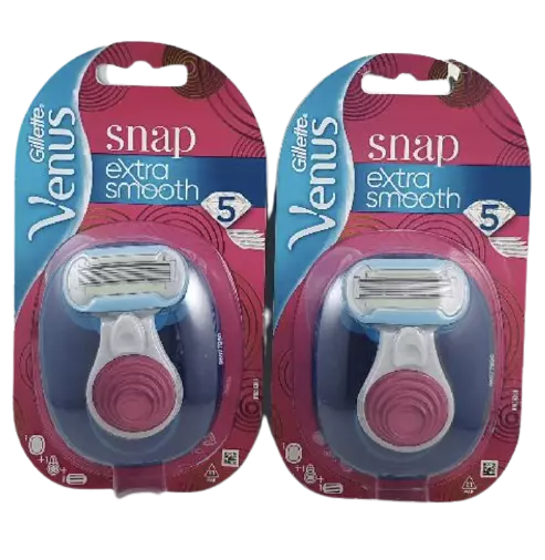 2 x Gillette Venus Razor Snap Extra Smooth Lady's - Inc Travel Case x 2