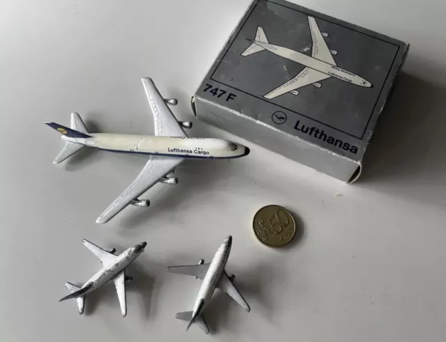 G370 Schuco Flugzeug Lufthansa 747 F Lufthansa Cargo Metall OVP 335796 3 Modelle