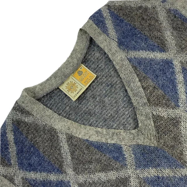 Vintage M Icewear 100% Icelantic Lana Argyle Stampa Scollo V Maglione Gilet