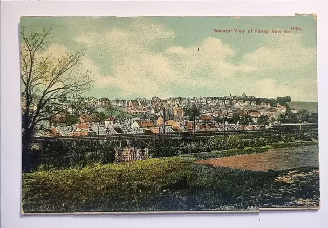 Purley Postcard 1913 General View Of Town From Hills Nr Croydon Surrey