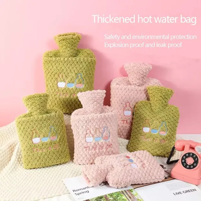 Cute 1000ml Hot Water Bag Heat Bottle Plush Cover Hand Warmer