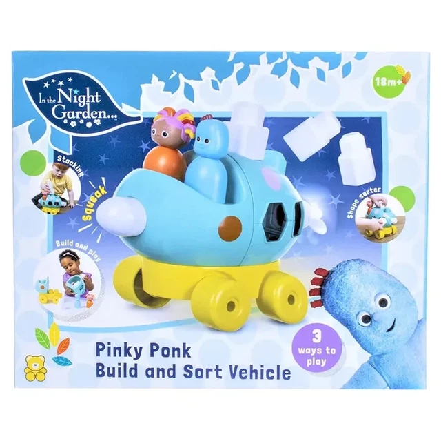 IN THE NIGHT GARDEN Pinky Ponk Build & Sort – Veicolo Giocattolo Con Blocchi Impilabili E Forme, Per Bambini, Personaggi Igglepiggle E Upsy Daisy