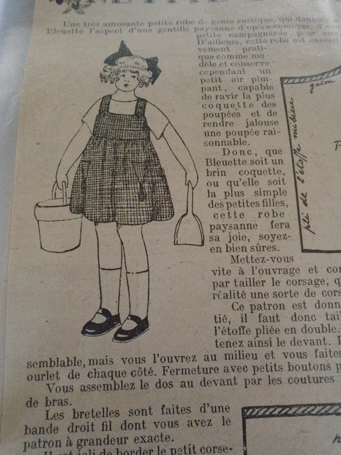 Patron Couture Ancien N°85 'La Poupée Modèle' Juillet 1872 - Reproduction Vintage 45 Cm