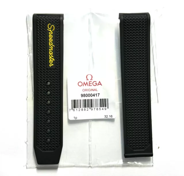 Original Omega Speedmaster 19mm Black / Yellow Rubber Watch Band Strap #98000417