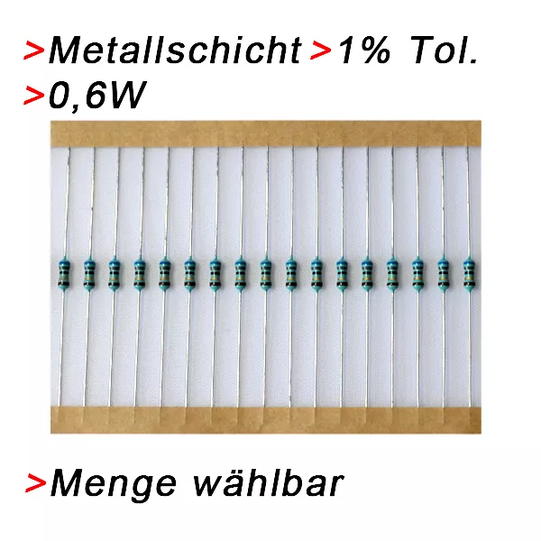 1 K Ohm Résistances Film Métallique Résistances 0,6W 1% 20/50/100 Résistance