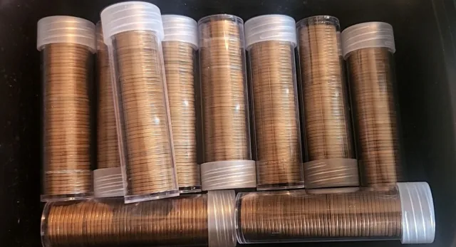 WHEAT CENT ROLLS IN PLASTIC TUBES* Unsearched * Tube Rolled from a Bulk Bag*