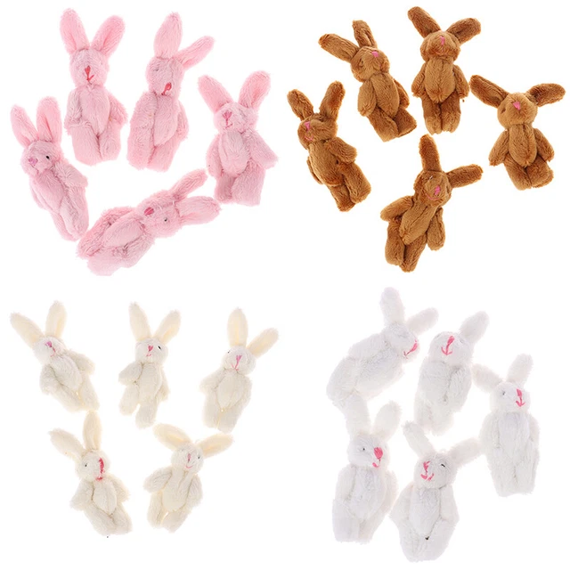 5Pcs 6cm Mini Joint Rabbit Pendant Plush Bunny For Key Chain Bouquet Toy Do X!