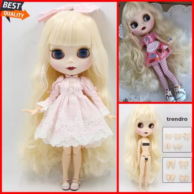 12" Neo Blythe Doll Nude Bjd Matte Face Diy Fashion Blond Hair Eyes Adjust Toy