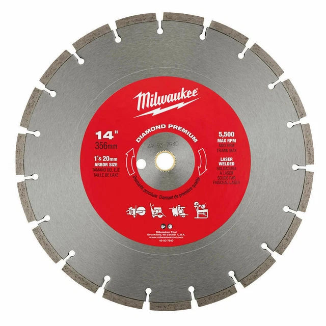 Milwaukee 49-93-7940 14 in. Diamond Premium Segmented Saw Blade