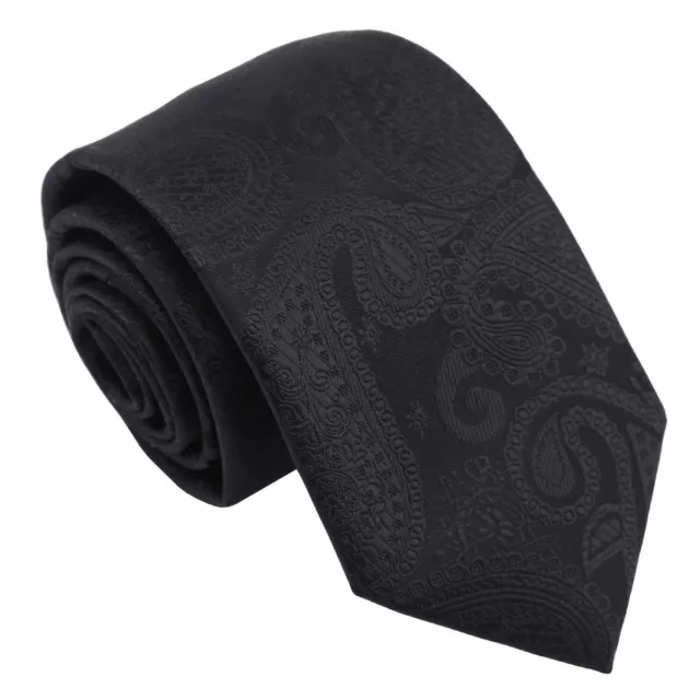Schwarze gewebte Paisley-Krawatte für Jungen und Hochzeit Kinder von DQT
