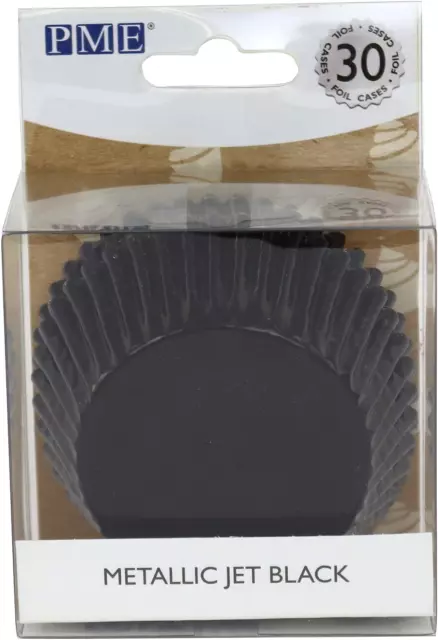 PME BC819 Metallic Foil Lined Cupcake Cases-Pack of 30, Paper, Jet Black