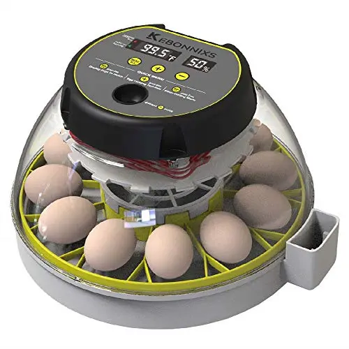 KEBONNIXS 12 Egg Incubator with Humidity Display Egg Candler Automatic Egg Turne