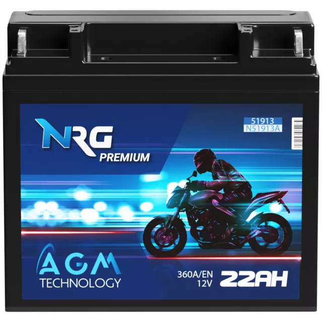 NRG Batterie 51913 AGM Motorradbatterie 12V 22Ah 380A/EN BMW Batterie ABS