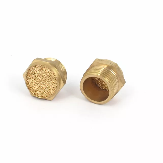 3/8BSP Thread Sintered Bronze Pneumatic Air Breather Silencer Muffler 2pcs