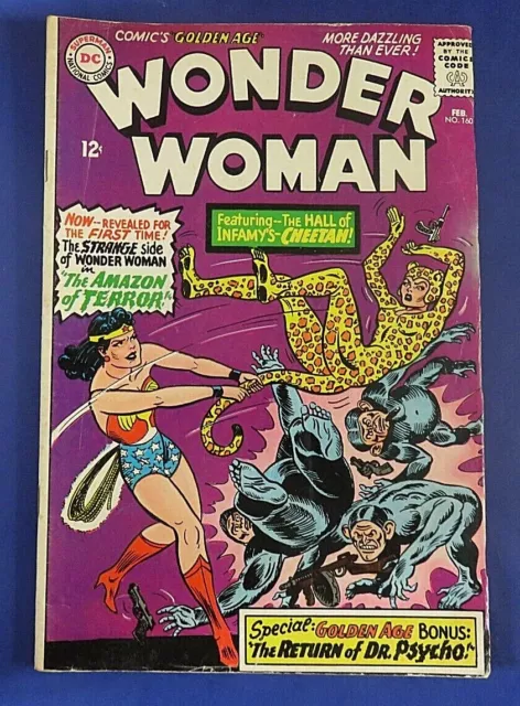 WONDER WOMAN #160 COMIC BOOK 1st Silver Age App Cheetah KEY !! ~ DC 1966 ~ VG+