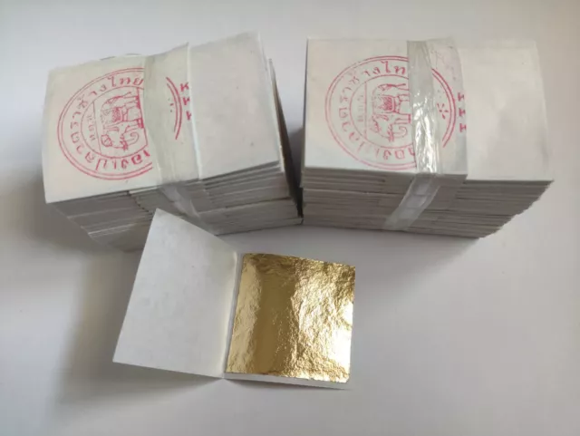 200 x Blattgold 4,5 x 4,5 cm 24 Karat Gelbgold auf Base zum vergolden Gold leaf 3