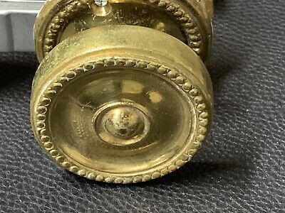 Baldwin Beaded Gold PLATE Brass Doorknob Set Vintage