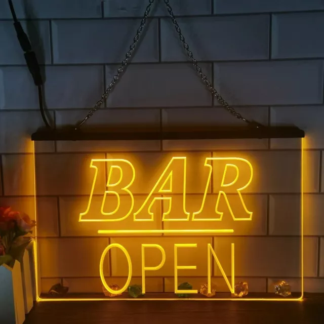 Bar Open LED Neon Light Sign Wine Liquor Store Beer Cave Club Pub Wall Art Décor