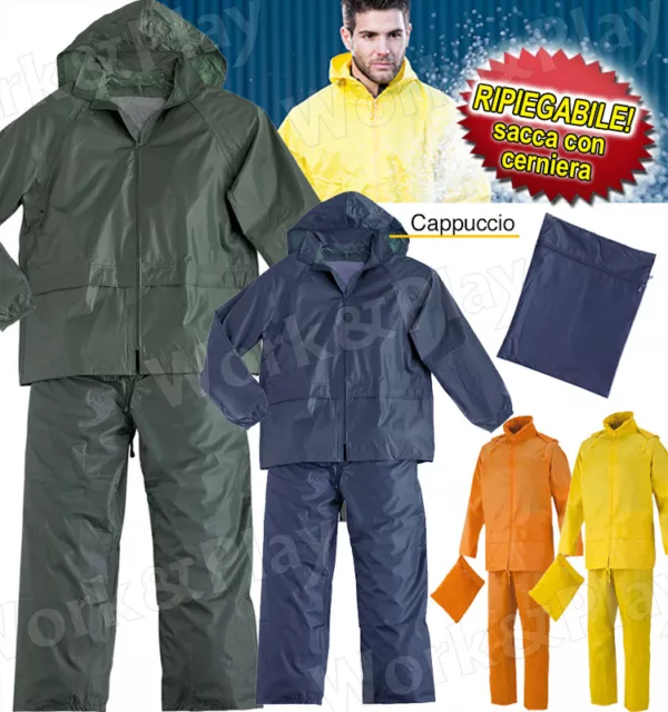 TUTA MOTO IMPERMEABILE COMPLETO ANTIPIOGGIA CON GIACCA  PANTALONE VARIETAGLIE sc