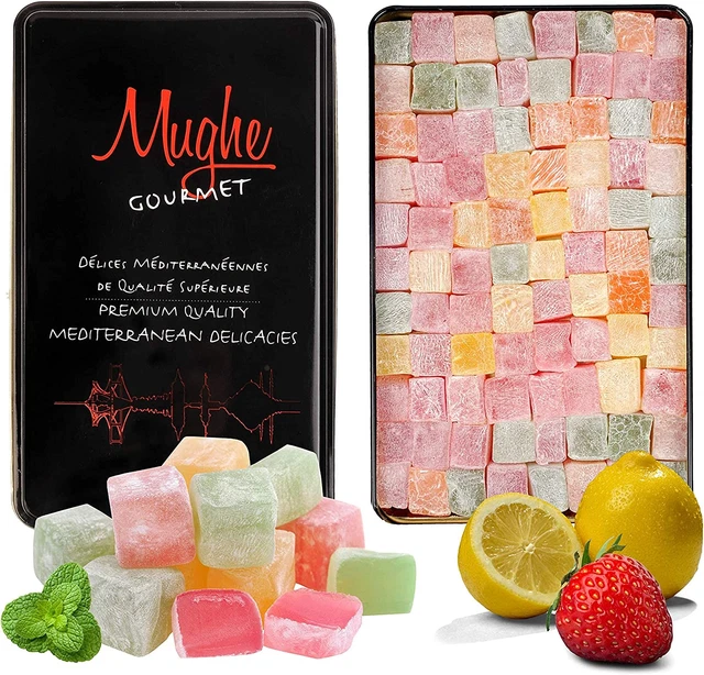 Turkish Delight Candy Elegant Tin Box - 1.65Lb-750G-90Pc - Halal, Vegan Lokum Fr