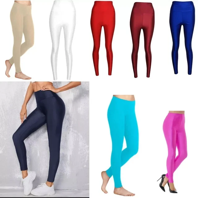 Metallic Leggings Damen Pink American Foil Damenleggings Glänzend - Disco Tanz Stretch PVC Wetlook Größe 8-26 Glänzende Damenleggings