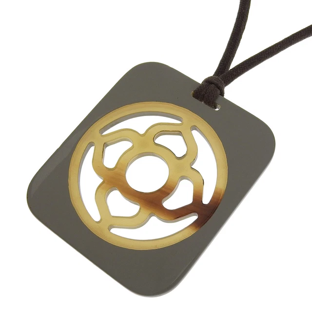 Hermes Buffalo Horn Necklace Women Beige Brown Second Hand Apparel Accessory