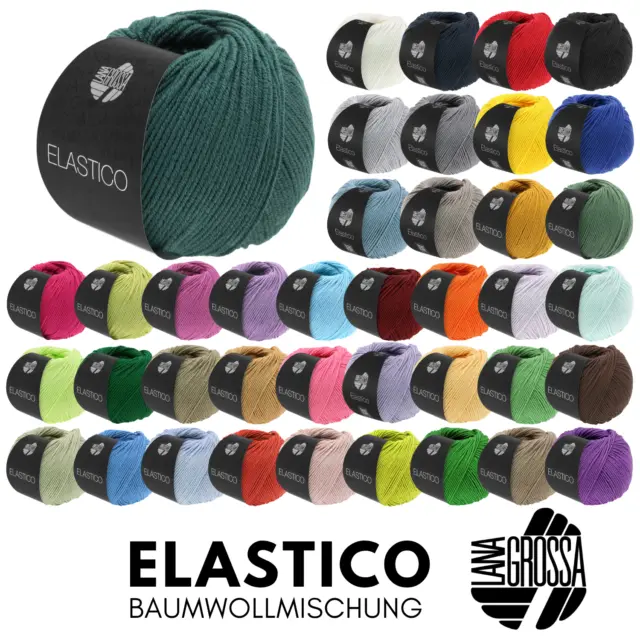 Lana Grossa ELASTICO 50 g extraweiches Baumwollgarn in 55 Farben 160 m