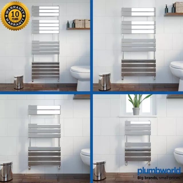 Flat Panel Heated Towel Rail Radiator Rack Chrome Designer Bathroom Rad Heating