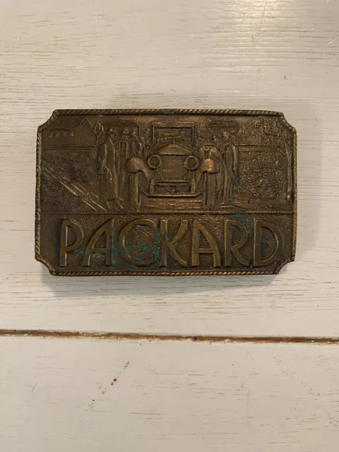 Vintage Packard Car Belt Buckle, Bergamot Brass Works 1974 Style