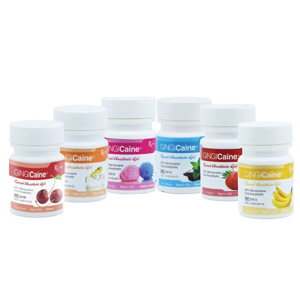 Gingicaine Variety Pack - Topical Anesthetic (Benzocaine 20%) gel, Box of 6 - 1