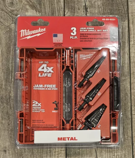 Milwaukee Black Oxide Step Drill Bit Set - 3 Piece - 48-89-9221 BRAND NEW SEALED