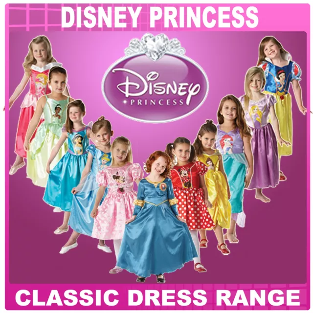 New Disney Princess Girls Fancy Dress Costume Childrens Child Outfit 3-8 Years