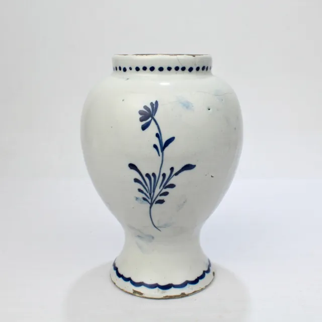 18th century Tin Glazed Dutch Delft Pottery Blue and White Vase or Jar - PT 3