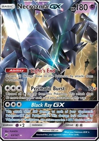 Necrozma GX 63/147 Ultra seltene Pokémonkarte (brennende Schatten)