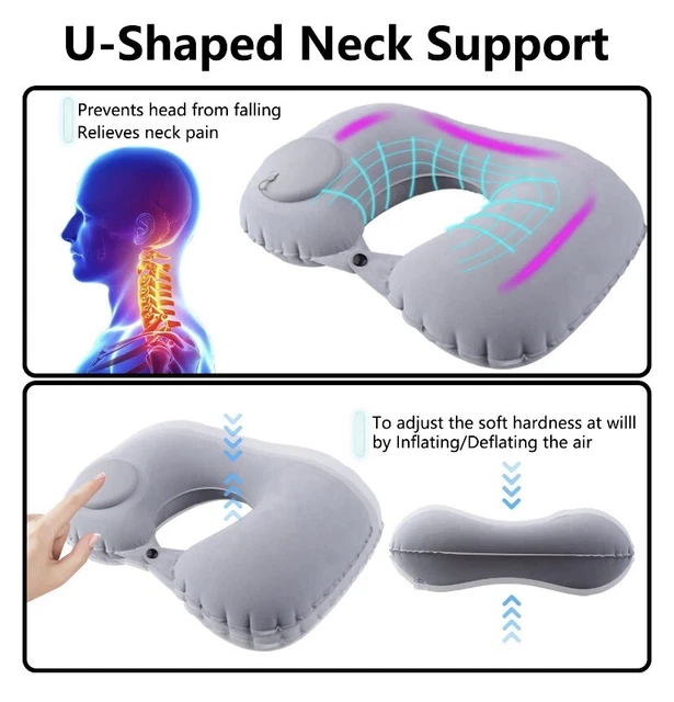Inflatable Pillow Travel Neck/Head U Shape Comfort Pillows Flight Travel Car US 3