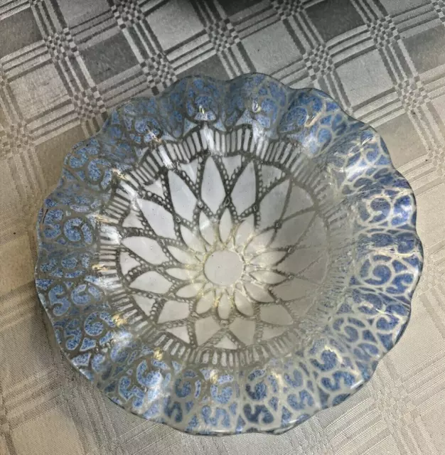 Sydenstricker Blue Lotus Mandala Fused Glass Bowl 2
